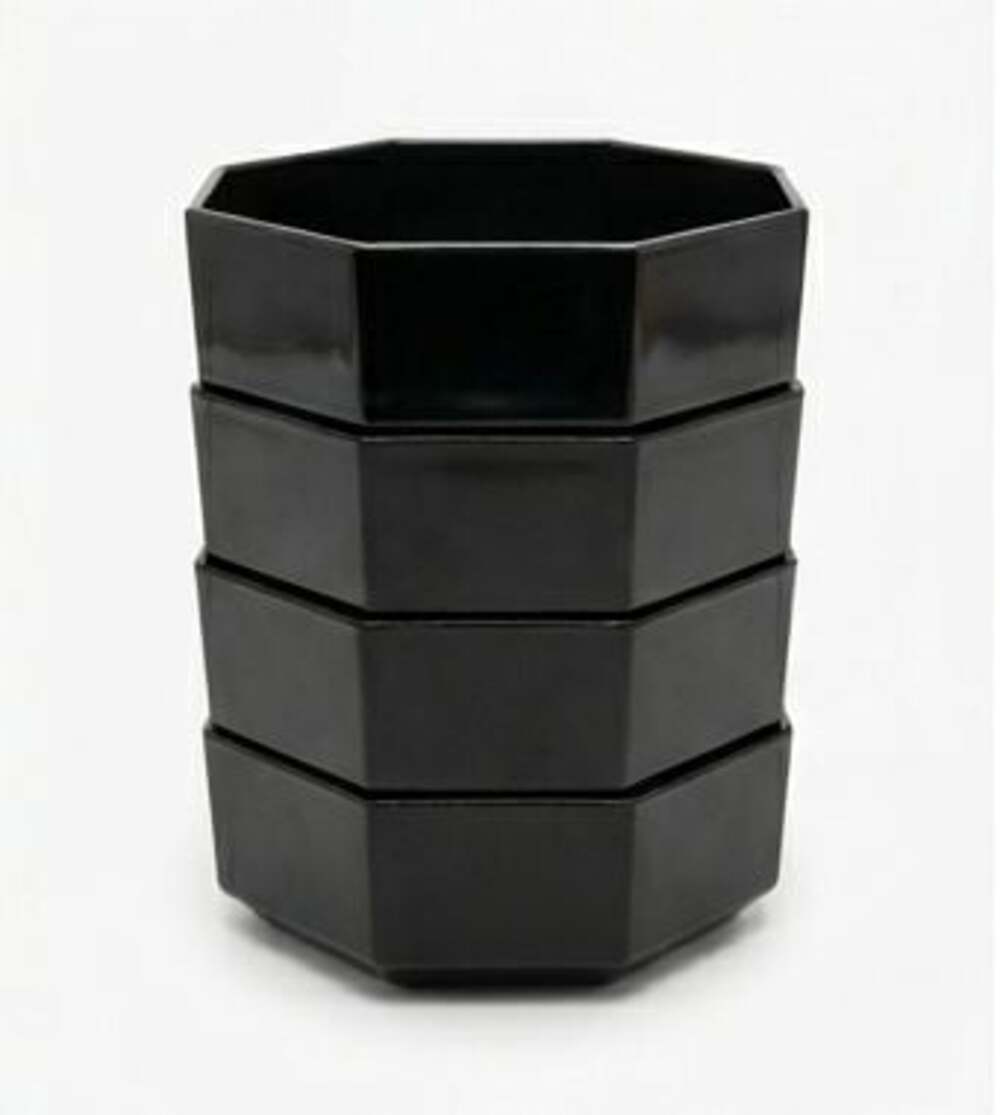 Vintage Arcoroc France Black Octagonal Glass Cereal/Soup Bowls Set of 4